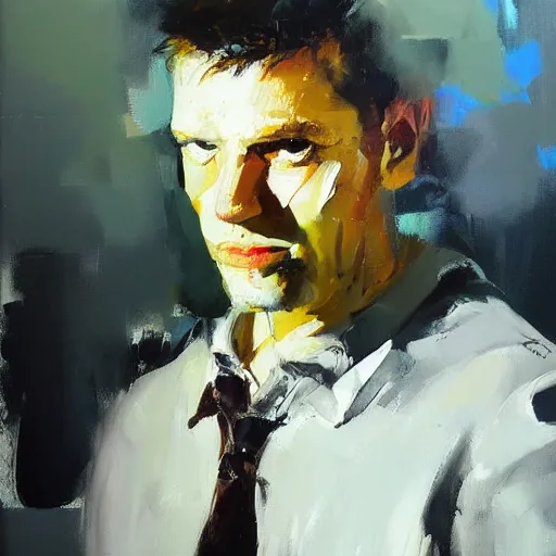 Prompt: a portrait oil painting by adrian ghenie