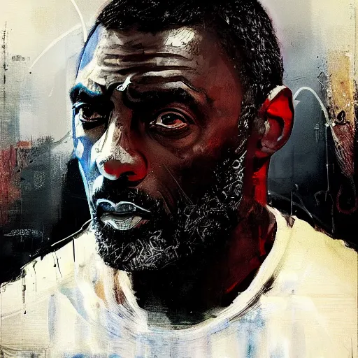 Prompt: Cybernetic Idris Elba, painted by Jeremy Mann - H 768