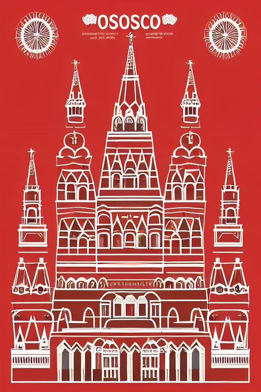 Image similar to minimalist boho style art of colorful moscow red square, illustration, vector art