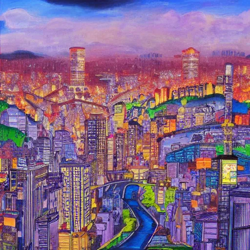 Image similar to city paited by a japanese artist