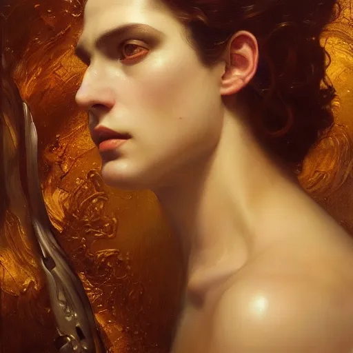 Image similar to highly detailed oil painting | very intricate | cinematic lighting | award - winning | chronus god of time | by roberto ferri, by tom bagshaw, by j. c. leyendecker and klimt, beautiful cinematic light, american romanticism, by austin osman spare, artstation, cgsociety, official art, octane