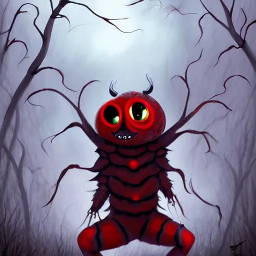 Image similar to ladybug as a monster, fantasy art style, scary atmosphere, nightmare - like dream