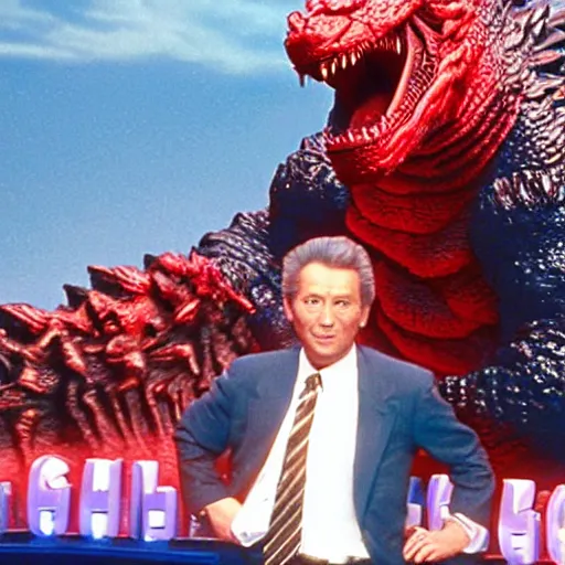 Image similar to godzilla announced as the new host of the game show jeopardy!, press photo