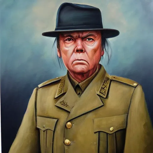 Prompt: “Oil painting of Neil Young as a World War 1 general, 4k”