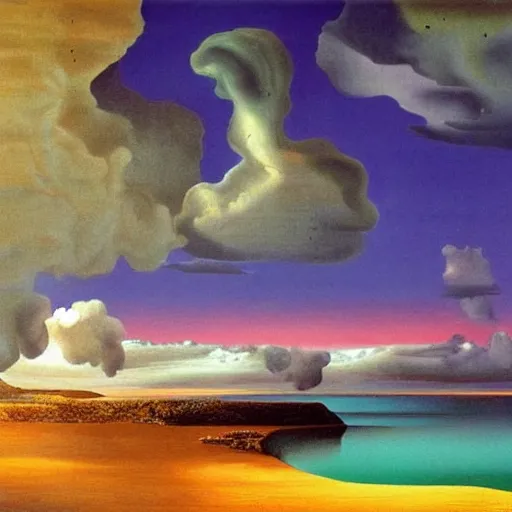 Image similar to an aesthetic vaporwave landscape by Salvador Dali, Pastel colors