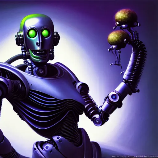 Prompt: UHD photorealistic studio portrait of Brainiac, futuristic robotics, exotic alien features, robotic enhancements, Tim Hildebrandt, Wayne, Amano, Barlowe, Bruce Pennington, donato giancola, larry elmore, moving, masterpiece, trending on artstation, , cinematic composition, dramatic pose, studio lighting, sharp, crisp detail, hyper-detailed