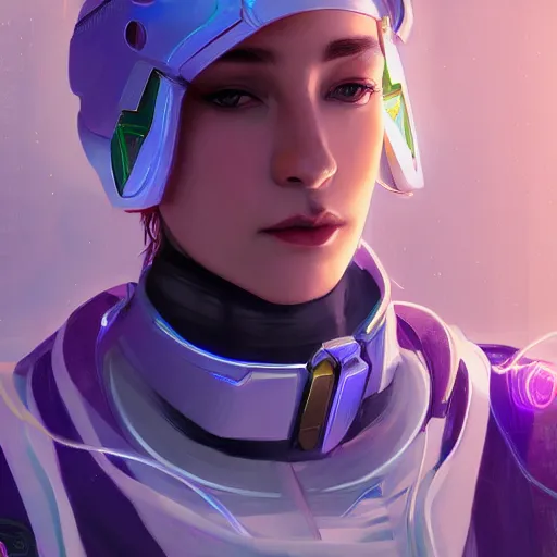 Prompt: portrait of a beautiful androgynous cyberpunk space ranger, tomboy style, soft lightning, high detailed, 8 k, artstation, by lane brown, by alphonse mucha, by sora kim, by helena nikulina,