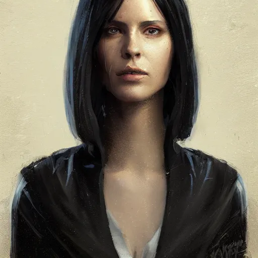 Image similar to portrait of a woman by greg rutkowski, anya solo, black bob hair, tall and slender, star wars expanded universe, wearing a black flying jacket, she is about 2 0 years old, highly detailed portrait, digital painting, artstation, concept art, smooth, sharp foccus ilustration, artstation hq