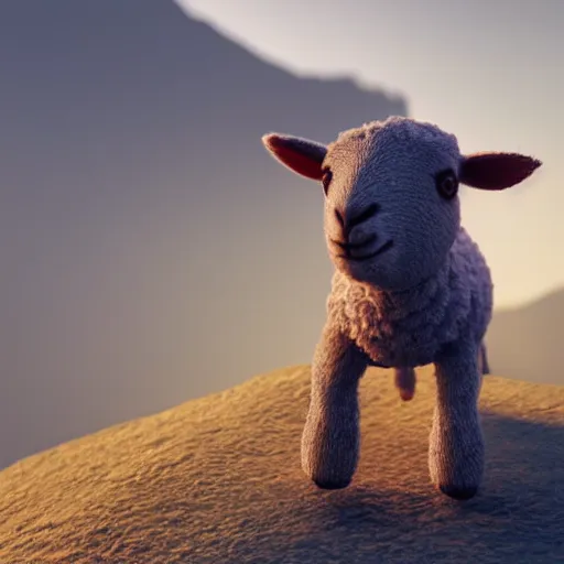 Prompt: lamb wearing a sweater, hills in the background, concept art, octane render, unreal engine 5, highly detailed, high quality, 8 k, soft lighting, realistic face, path traced