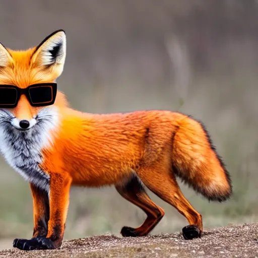 Prompt: a fox with really cool sunglasses, high quality 4 k photography