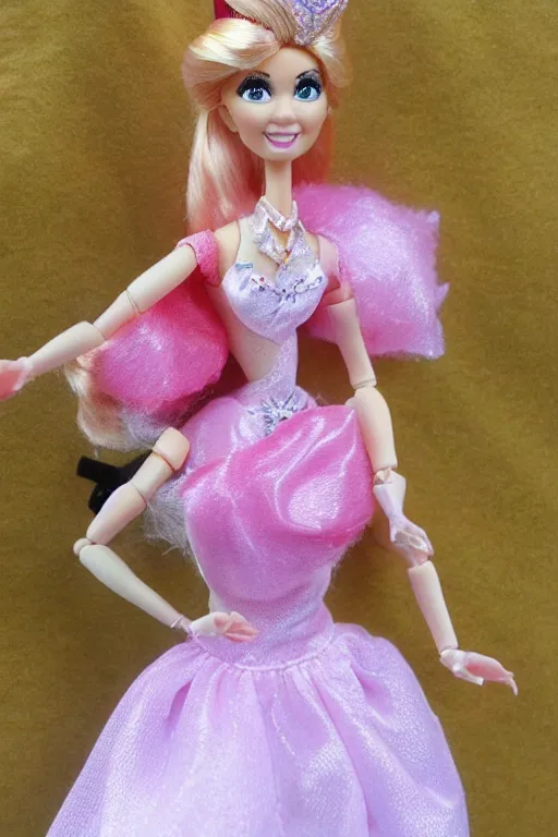 Image similar to princess peach barbie doll, photorealistic, highly detailed,