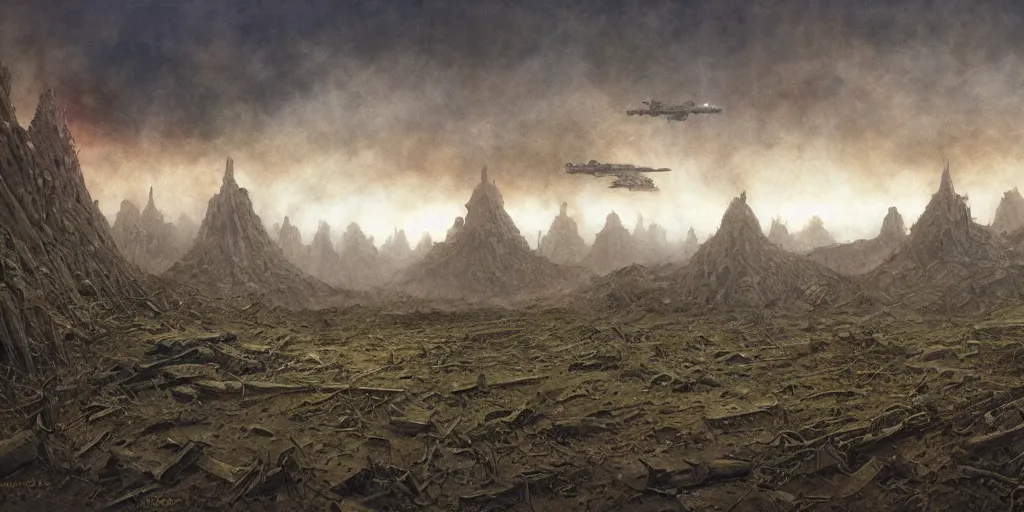 Image similar to world war 1 landscape | star wars | john howe
