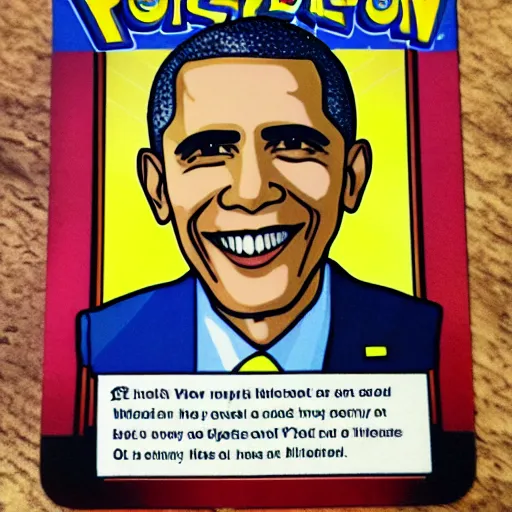 Prompt: A Pokémon card of Barack Obama,