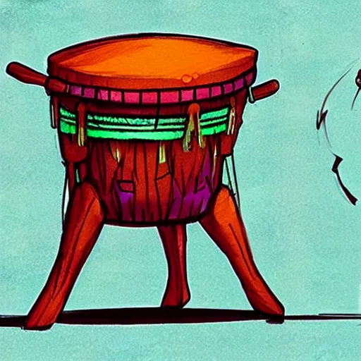 Image similar to concept art for a series of Bongo Drums that get progressively more powerful, detailed, fantasy art