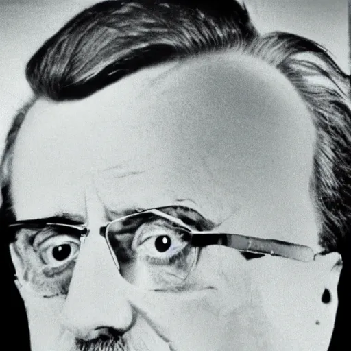Image similar to Marshall McLuhan trapped in a huge inflatable transparent tube with chrome effect