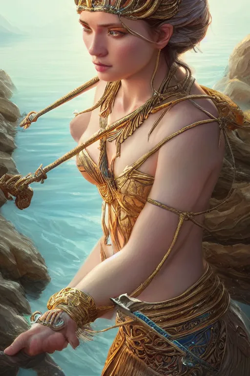 Image similar to goddess of lake, highly detailed, d & d, fantasy, highly detailed, digital painting, trending on artstation, concept art, sharp focus, illustration, art by artgerm and greg rutkowski and fuji choko and viktoria gavrilenko and hoang lap