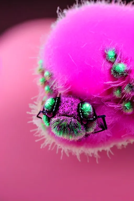 Image similar to high quality close-up photo pearlescent fluffy caterpillar! gorgeous highly detailed hannah yata elson peter cinematic pink lighting high quality low angle hd 8k sharp shallow depth of field