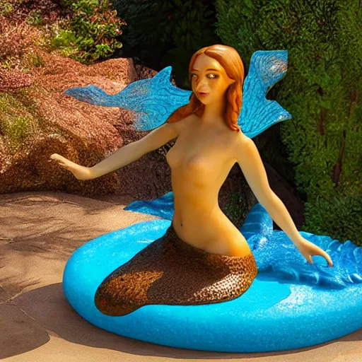 Image similar to water sculpture of mermaid, 3 d rtx 8 k