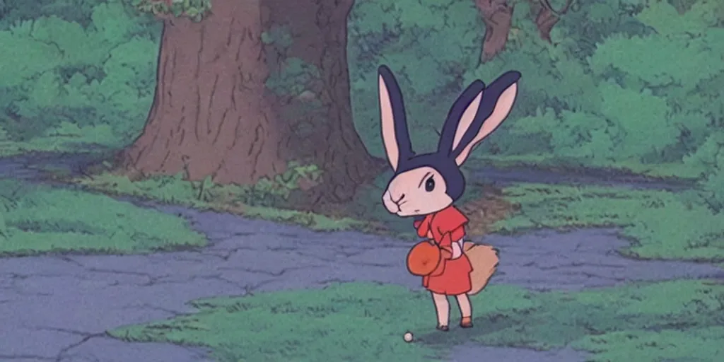 Image similar to a rabbit in the movie kiki's delivery service, screenshot