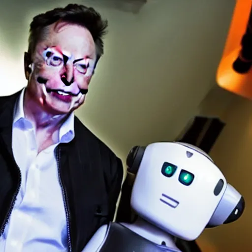 Image similar to photograph of elon musk holding a robot