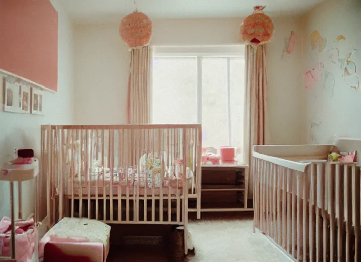 Prompt: a nursery, every bed has a baby cake inside, portra 4 0 0