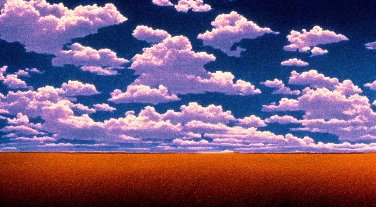 Image similar to film still of kansas landscape and sky, intricate, beautiful, serene, majestic, detailed, ultra, mega, super, visable sounds waves