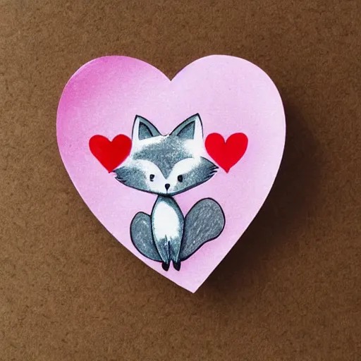 Prompt: fox cute love heart illustration