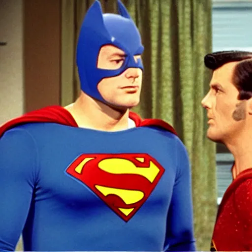 Image similar to superman on the adam west batman tv show