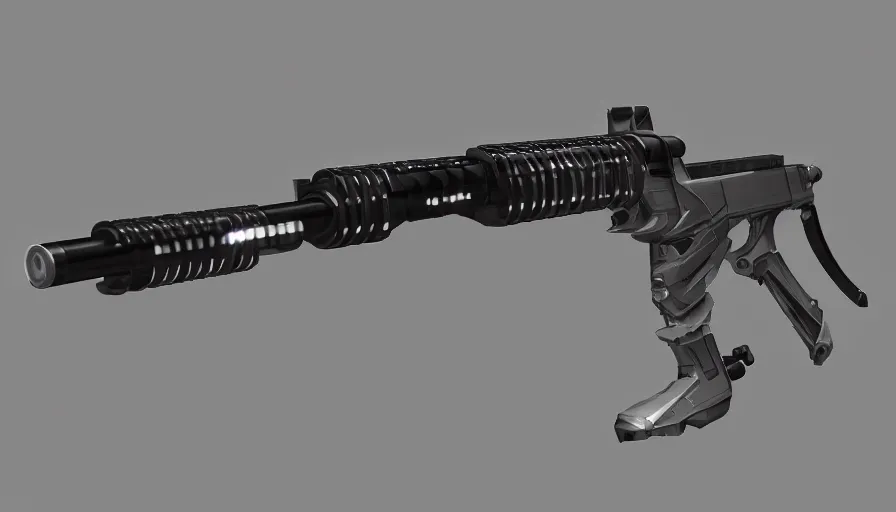 Prompt: extremely detailed ultra realistic photographic side view ultra minimalist rifle coilgun, detailed trigger, chemically propelled, electric, smooth streamline, elegant sleek smooth body, white paint, battery and wires, railgun, chemrail, gauss, smooth utopian design, ultra high quality, octane, cod, destiny, warframe, terminator