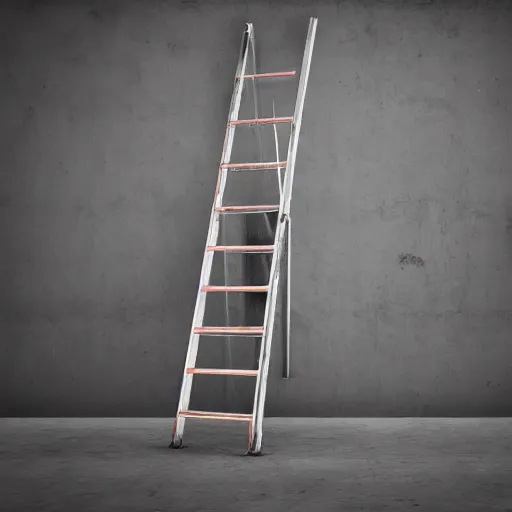 Image similar to a tall ladder falling on a businessman, realistic, 4k