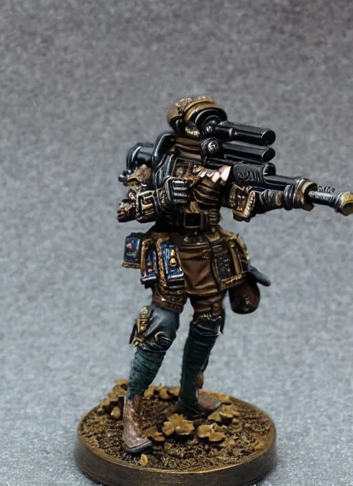 Image similar to 8 0 mm resin detailed miniature of a warhammer 4 0 k steampunk sniper, product introduction photos, 4 k, full body,