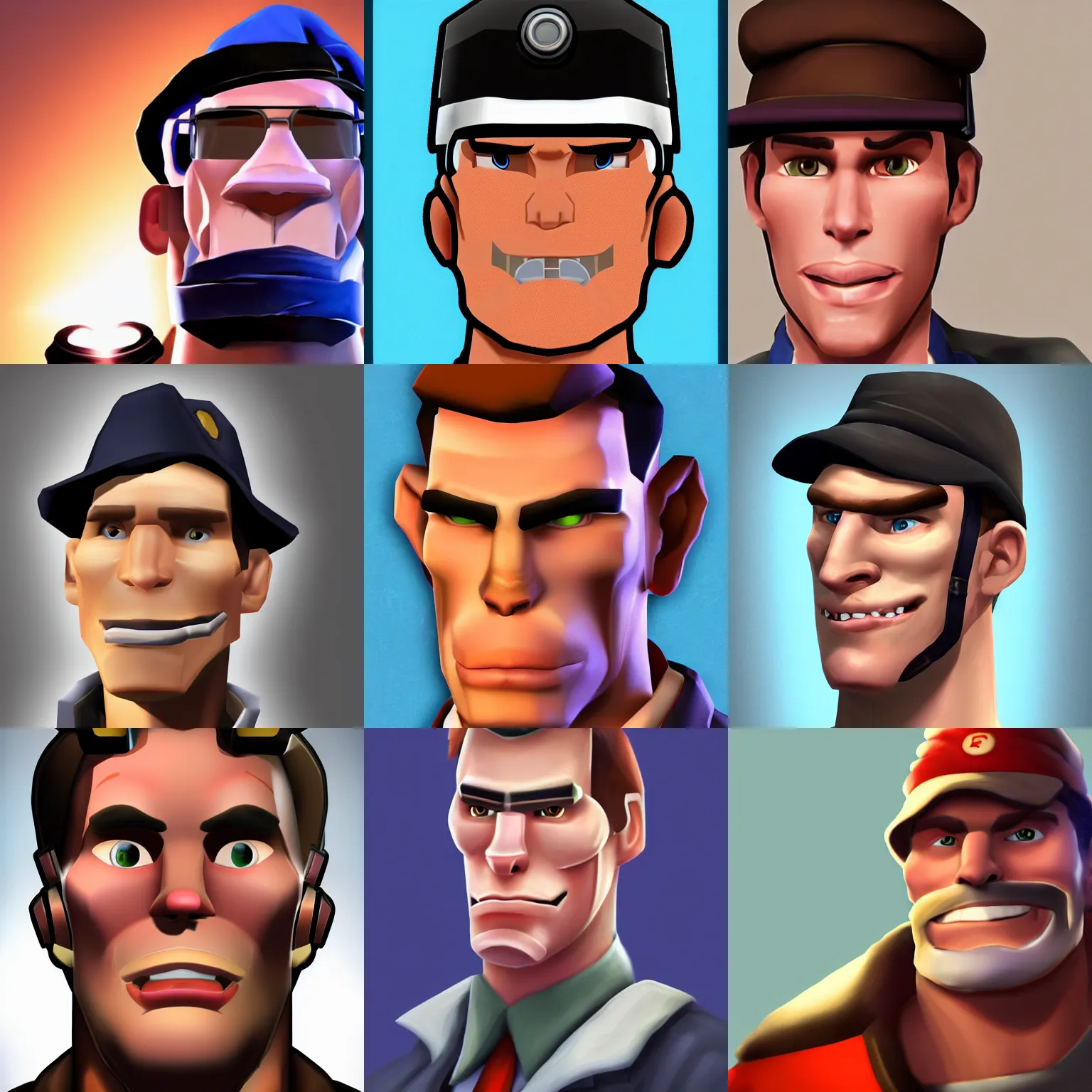 Prompt: a close up portrait of jerma in team fortress 2