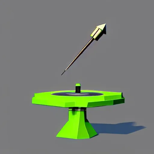 Image similar to a funny turntable with a needle on top of kiwi texture, a low poly render by blender guru, featured on polycount, computer art, sketchfab, rendered in maya, voxel art