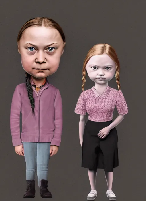 Image similar to greta thunberg as a mark ryden doll, detailed digital art, trending on Artstation