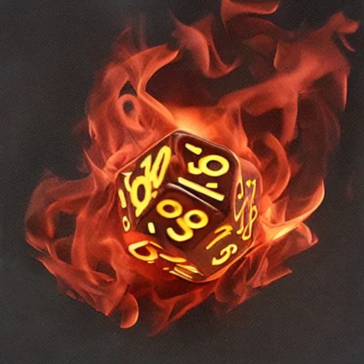 Prompt: d 2 0 made of fire, realistic photography, high detailed