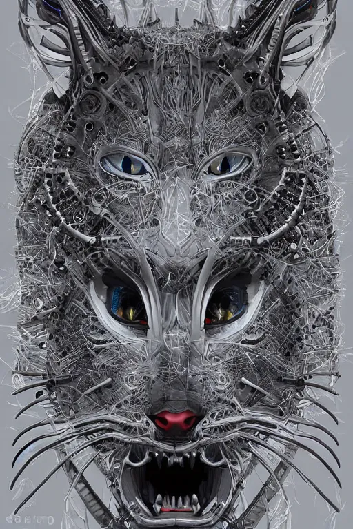 Image similar to detailed portrait artwork of a biomechanical lynx by subjekt zero