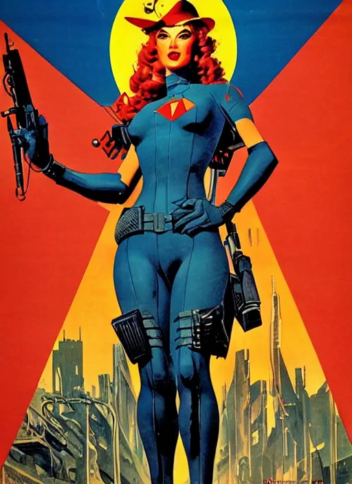 Prompt: american propaganda poster. beautiful cyberpunk assassin. portrait by jean giraud and anton otto fischer and john philip falter and will eisner and gil elvgren