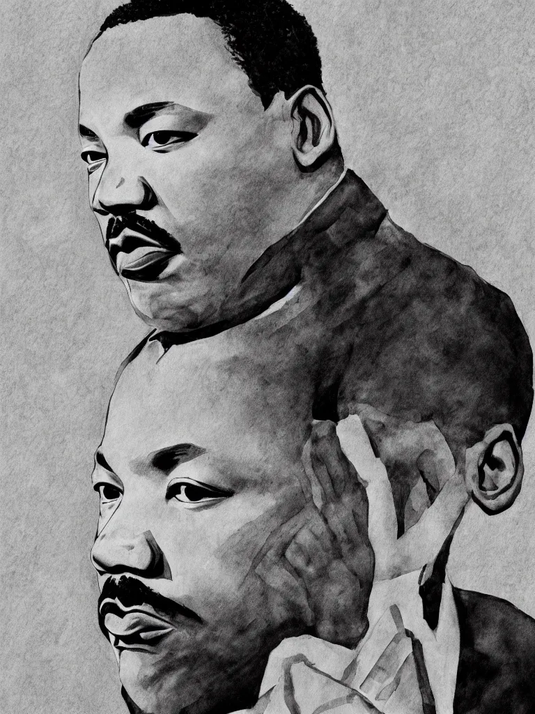 Image similar to Martin Luther king, portrait by David friedric