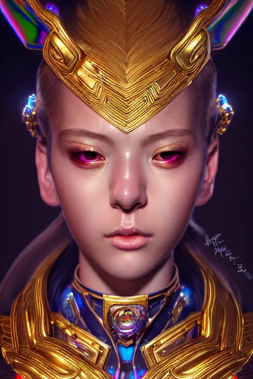 Prompt: hyperdetailed portrait of a stunningly beautiful movie 3 0 years old star androgynous guard made of iridescent metals, shiny gems, inspired by ross tran and wlop and masamune shirow and kuvshinov, concept art, intricate, photorealistic, octane render, rtx, hdr, unreal engine, dnd digital art by artgerm
