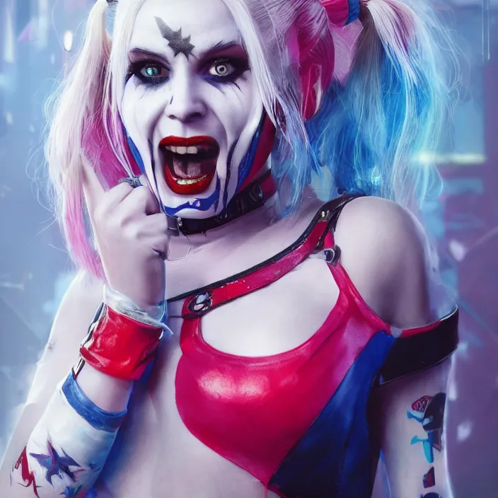 Image similar to portrait of Baby Spice as a harley quinn in Suicide Squad. intricate artwork, wlop, beeple. octane render, trending on artstation, greg rutkowski very coherent symmetrical artwork. cinematic, hyper realism, high detail, octane render, 8k