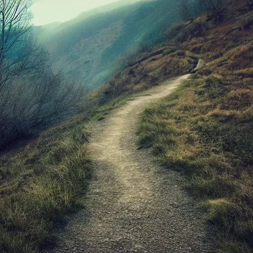 Prompt: mind exploration, vivid landscape sparse locations, main path is visible