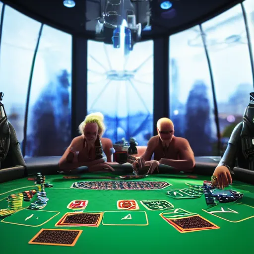 Image similar to aliens sitting at a poker table, 4 k hdr photograph, taken by king of photo taking, 3 d render, super detailed, mega detailed, depth of field, blender, maya, rtx on, bluray, ultra high definition