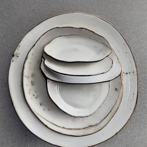 Image similar to stack of plate in wabi - sabi style