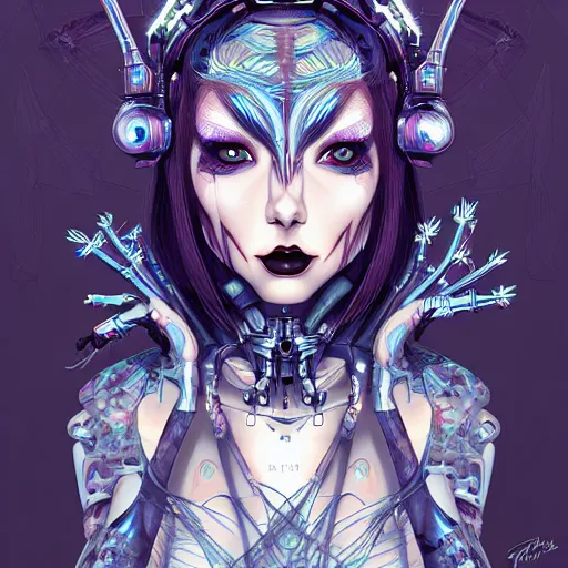 Image similar to gothic, cybernetic alien princess in the mountains, extremely detailed, sharp focus, portrait, smooth, digital illustration, by james jean, by rossdraws, frank franzzeta, sakimichan
