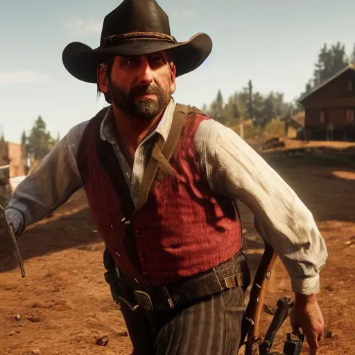 Image similar to steve carell in red dead redemption 2, character render, full body shot, highly detailed, in game render