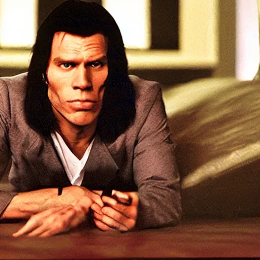 Prompt: Live Action Still of Jerma in Pulp Fiction, real life, hyperrealistic, ultra realistic, realistic, highly detailed, epic, HD quality, 8k resolution, body and headshot, film still