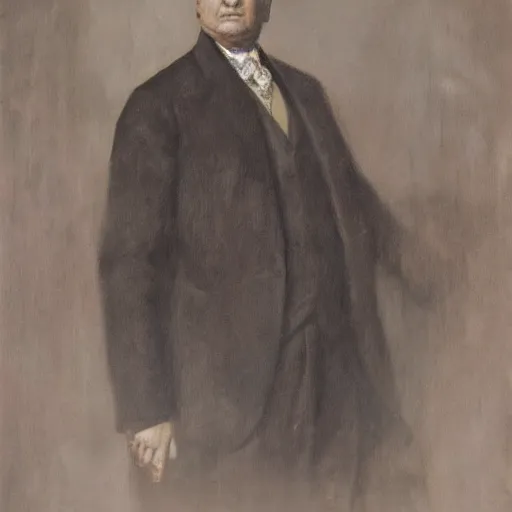 Image similar to portrait of fdr, standing proudly, oil on canvas by william sydney mount