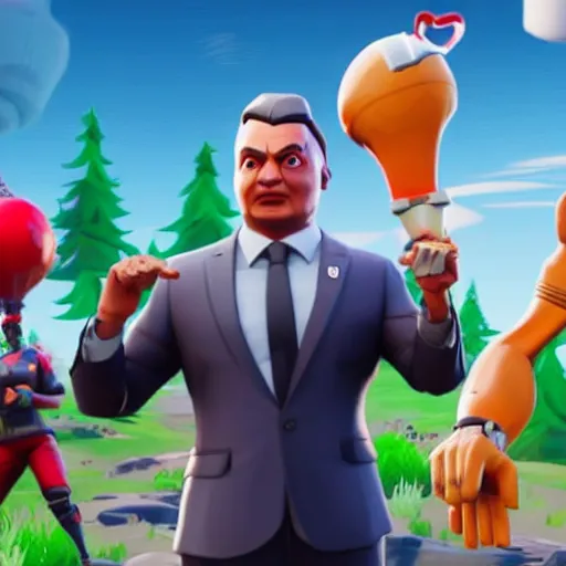 Image similar to Viktor Orban in Fortnite doing the Floss