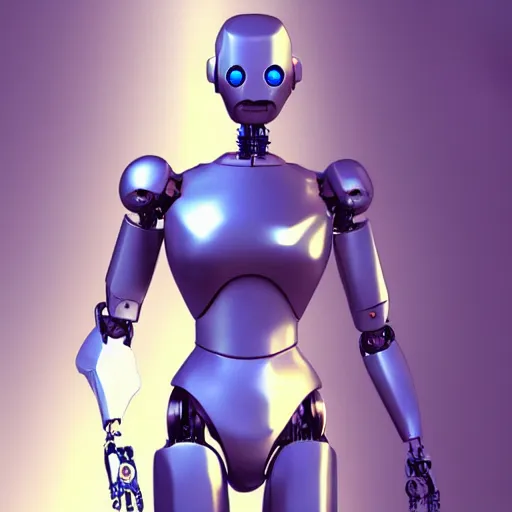 Prompt: a robot, fullbody, laser point between the eyes, sci - fi art, artstation