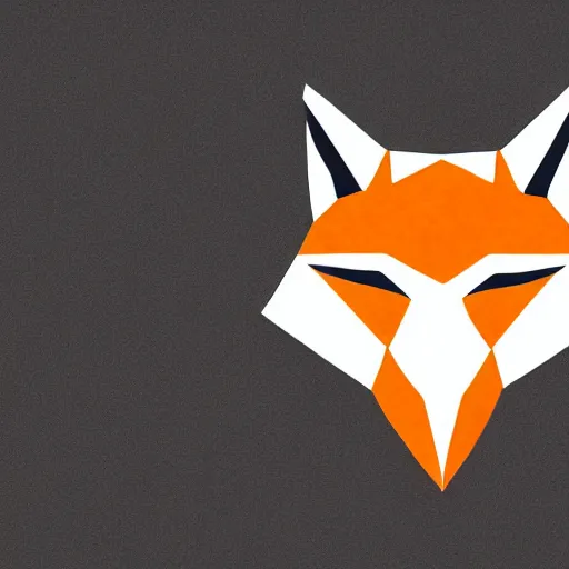 Image similar to logo featuring a fox's head as origami art, flat, white and orange colors, white background, Cut style, featuring the word FOXY